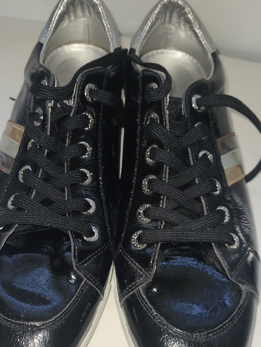 Dolce & Gabbana Silver and Black Leather Sneaker
